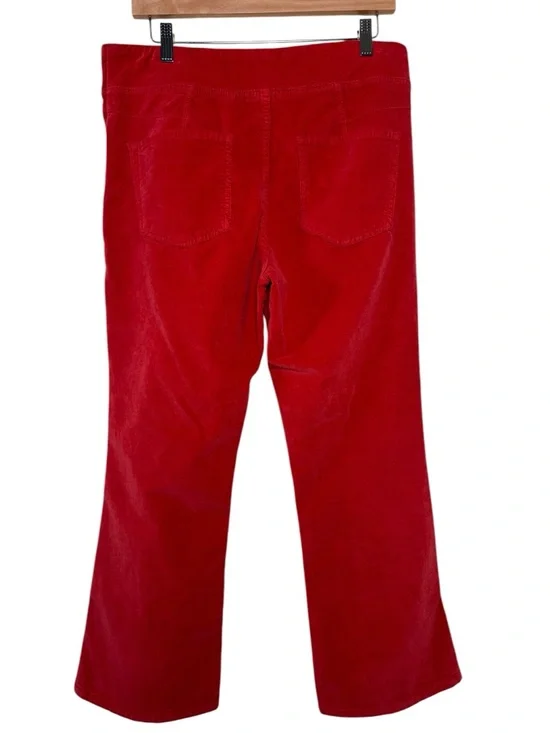 FREE PEOPLE In My Feelings Velvet Crop Slim Flare Pants Red M NWOT Retro Boho - Picture 7 of 15